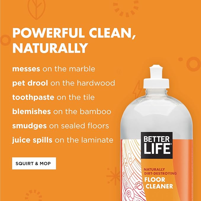Better Life Floor Cleaner Concentrate - Liquid Multipurpose Cleaner for Wood, Tile, Laminate, Vinyl, Bamboo - Hardwood Floor Cleaner for Mopping - Citrus Mint 1 Gal Concentrate (Pack of 4)