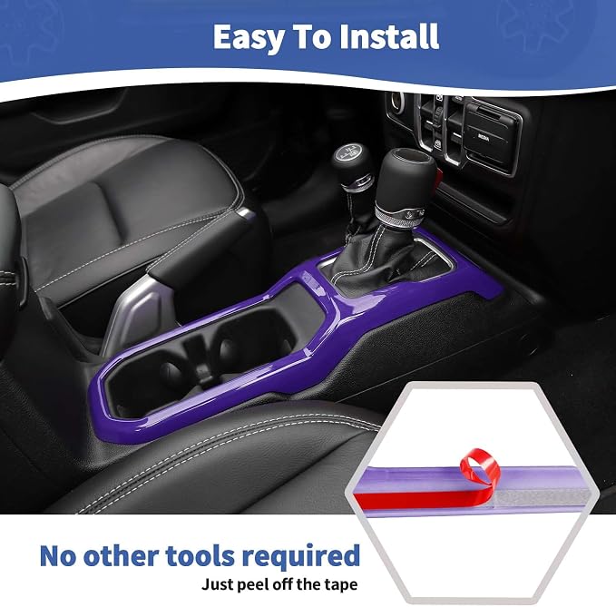 RT-TCZ for Wrangler JL Dash Trim Cover Purple, Gear Shift Panel Trim Frame for Jeep Wrangler JL JLU Gladiator JT 2018-2023 Purple Interior Accessories 3pcs