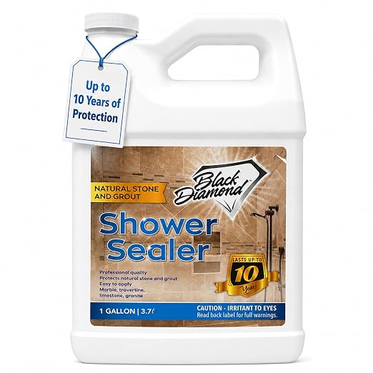 Black Diamond Stoneworks Natural Stone Shower Sealer – Penetrating Water-Based Sealer for Marble, Granite, Travertine, Limestone & Grout – Water & Stain Protection. 1-Gallon