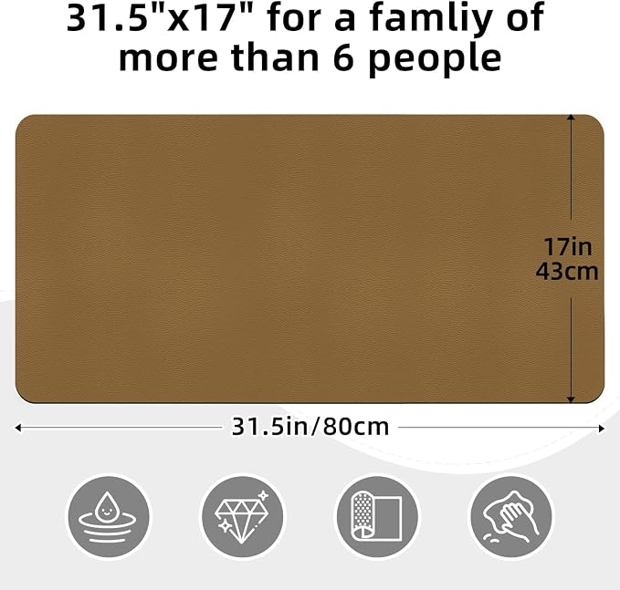 LOPNUR Kitchen Dish Drying Mat, 31.5"x17" Dish Drying Mats for Kitchen Counter, Diatomite Coffee Mat, Super Absorbent Dish Drying Pad, Heat Resistant Mat with Anti-slip Rubber Backed, Brown