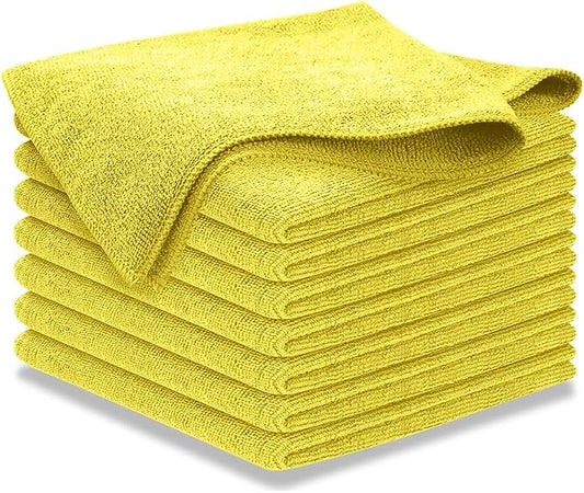USANOOKS Microfiber Cleaning Cloth Yellow - 8 Pcs 12.5"x12.5" - High Performance - 1200 Washes, Ultra Absorbent Towels Weave Grime & Liquid for Streak-Free Mirror Shine - Car Washing Cloth