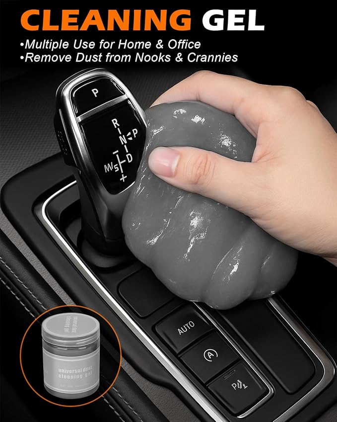 8PCS Car Interior Detailing Kit, Gifts for Men | 200g Cleaning Gel (185% More Than 70g), Ultra-Soft Detailing Brush Set with Dash Duster, Air Vent Brush & Microfiber Towel