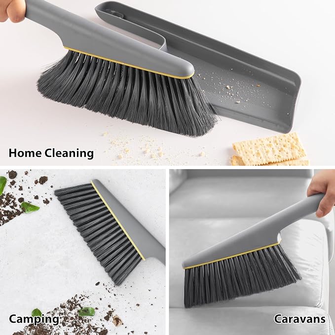Lumkew Small Broom and Dustpan Set, Hand Mini Dust-Pan and Brush,1 Pcs Gray | Handheld, Portable, Compact