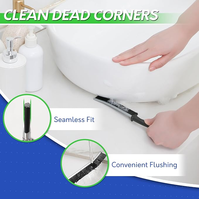 BOOMJOY Grout Brush with Long Handle, Grout Cleaner Brush for Tile Floors, Stiff Bristles for Crevice, Tile Line, Shower, Kitchen, Bathroom
