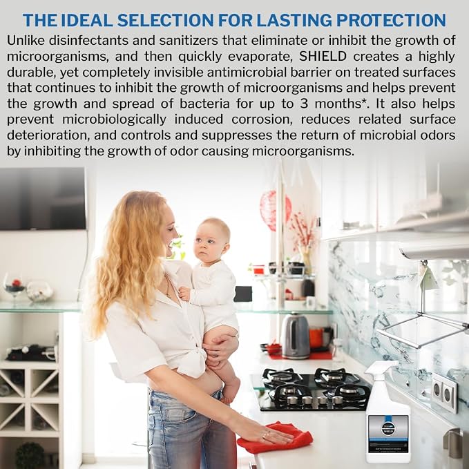 PermaSafe SHIELD 90-Day Antimicrobial Surface Protectant Spray | Long-Lasting, Multi-Surface Protection Against Growth & Spread of Bacteria, Mold, Mildew, Fungi & Algae | Indoor & Outdoor Use - 1 Gal