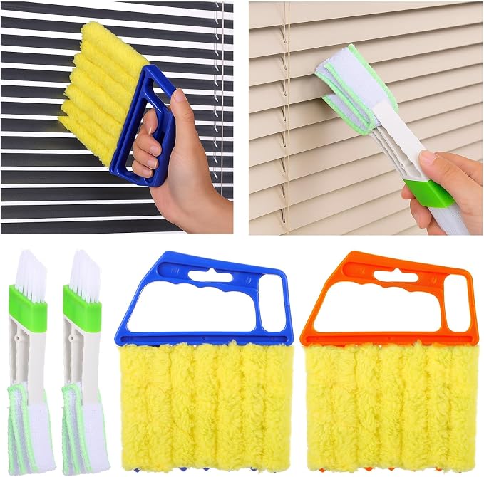 4 Pcs Blind Cleaner Tool 7 Finger Microfiber Window Blind Duster for Cleaning Washable Mini Blinds Cleaner Duster Tool for Cleaning Blinds, Ventilation Vents, Fans and Air Conditioner