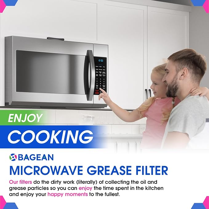 Microwave Filter replacement 6.81" x 6.34" Fits GE WB02X11534 Samsung DE63-00666A Microwave Grease Filter - Freshens and Filters Kitchen Air Entering the Over-the-Range Oven Stove Fan (4-Pack)
