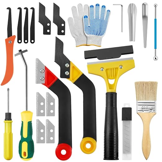 33 Pack Grout Removal Tool Kit, Tile & Caulk Remover Tools with Grout Saws, Scrapers & Blades - Ideal for Floor Tile Grout Cleaning, Bath & Shower