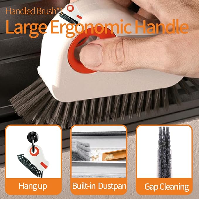11PCS Window Track Cleaning Tool - Deep Clean Groove Gap Cleaning Brush Kit | for Window/Door Tracks, Sill, Tile, Kitchen, Bathroom