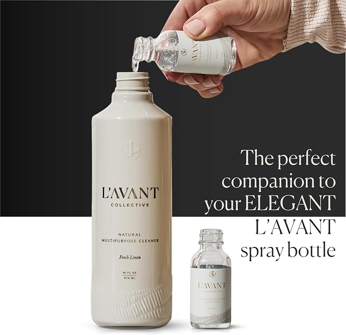 L'AVANT Collective Luxury Multipurpose Surface Cleaner Concentrate | All Purpose Cleaning Spray Refill, Plant-Based & Non-Toxic | Makes 16 Fl Oz, EPA Safer Choice | 1 Fl Oz | Fresh Linen