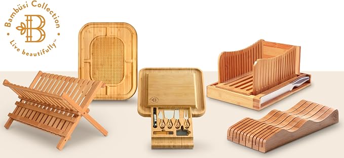 Collapsible Dish Drying Rack 2-Tier Bamboo Dish Drainer for Kitchen Counter | Foldable Wooden Dish Rack, Small Kitchen Drying Rack, Dish Strainer, Holds Plates Cups Bowls Utensils, No Assembly