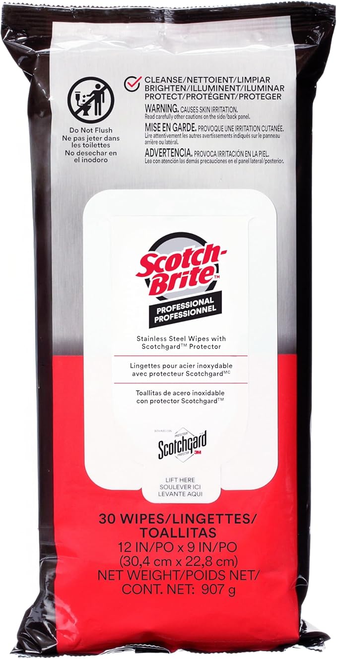 3M Scotch-Brite™ Stainless Steel Wipes, 30 EA/Pack