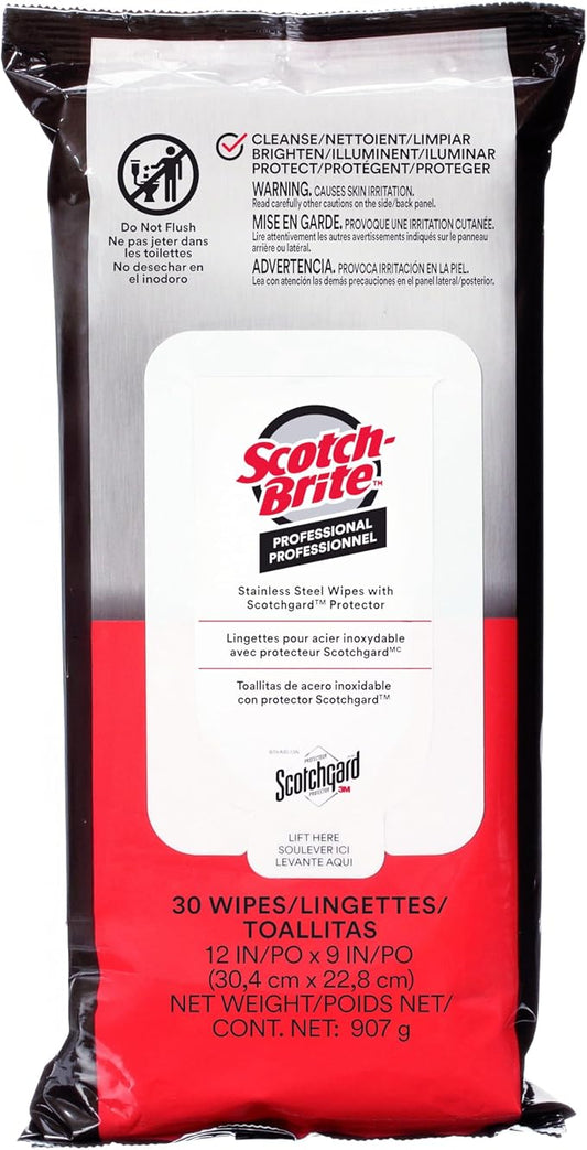 3M Scotch-Brite™ Stainless Steel Wipes, 30 EA/Pack