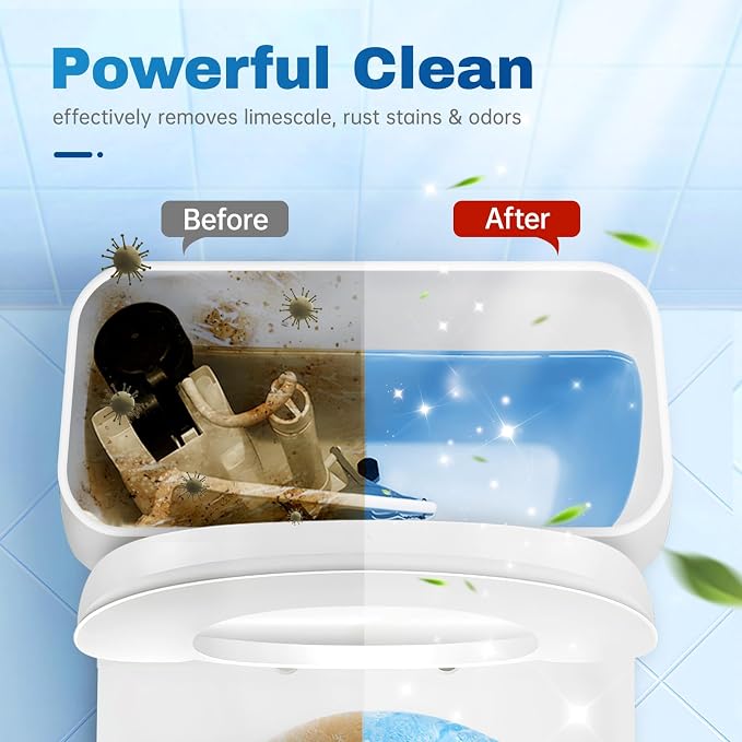 Vacplus Toilet Tank Cleaner Tablets, Automatic Descaler, Mold Rust Remover | 6 Pack, Long-Lasting Bowl Cleaning Solution, Septic Safe, Pipe Safe, Pre-Measured Convenience