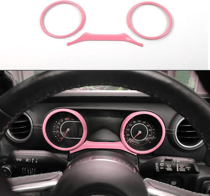 RT-TCZ for Jeep JL Dashboard Instrument Panel Gauges Trim Ring Cover for Jeep Wrangler JL JLU Gladiator JT 2018-2023 Pink Interior Accessories 3pcs