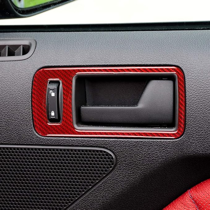 Real Carbon Fiber Trim for Ford Mustang Accessories | for 2009 2010 2011 2012 2013 2014 Inner Door Handle Bowl Frame Cover Interior Thick Overlay Decal