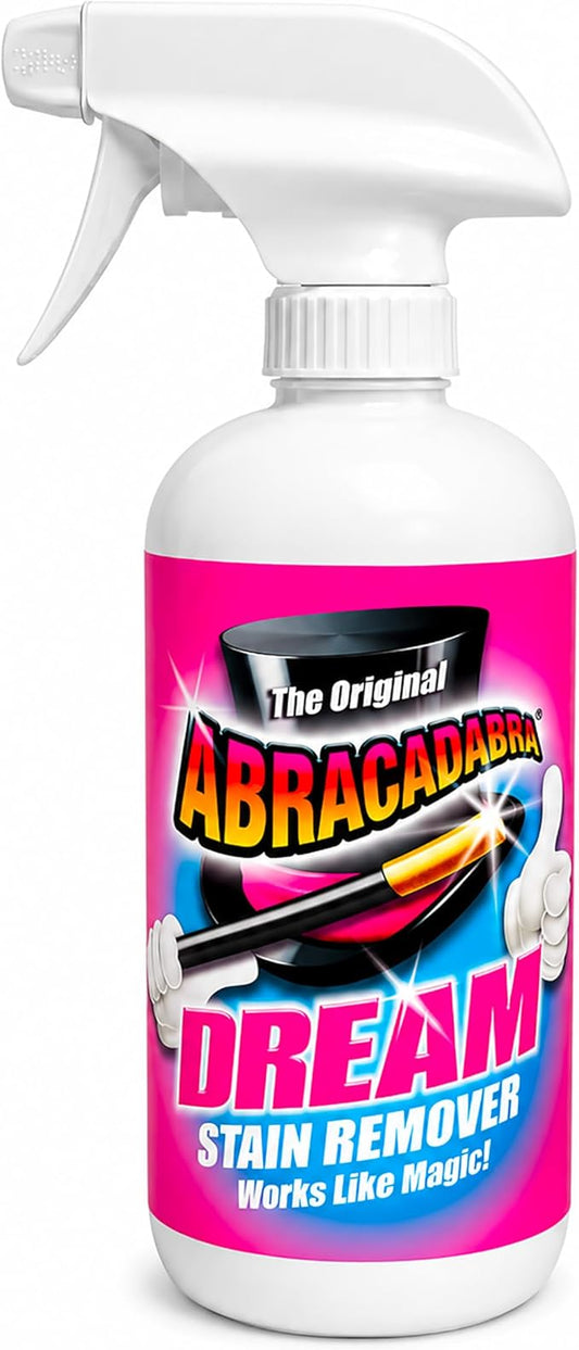 Abracadabra® Dream Stain Remover - 16oz Instant Stain Treatment for Fresh Spills & Set-In Stains, Kid & Pet Safe, Zero Bleach or Peroxide - For Clothing, Upholstery & Carpet - the perfect prewash