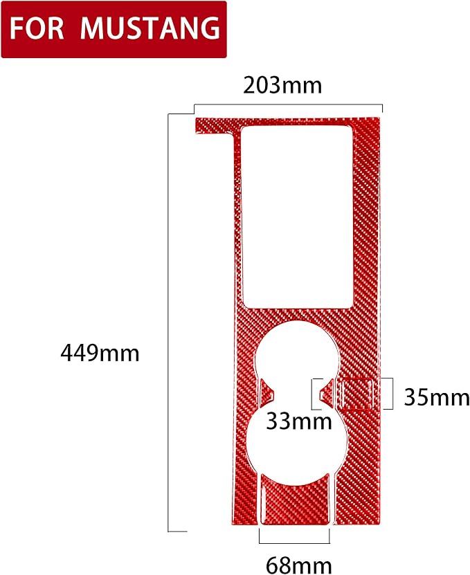 Red Real Carbon Fiber Trim for Ford Mustang Accessories | for GT Shelby 2005 2006 2007 2008 2009 Central Consoles Air Vent Wind Outlet Interior Thick Overlay Decal