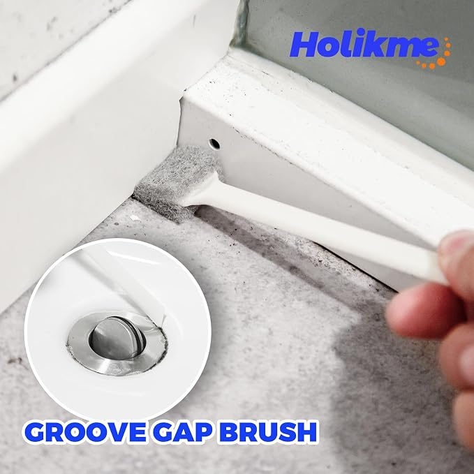 Holikme Cleaning Brush Set, Scouring Pad for Cleaning, Groove Gap Brushes for Pot, Pan, Kitchen Sink, Wire Brushes (Amarillo)
