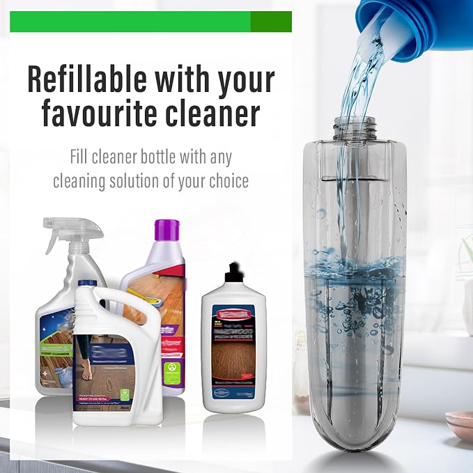Wet Spray Mop for Floor Cleaning with 14 oz Bottle & 3 Microfiber Pads | Refillable bottle, washable pads, dry/wet use for home or commercial cleaning on hardwood, laminate, wood & ceramic floors