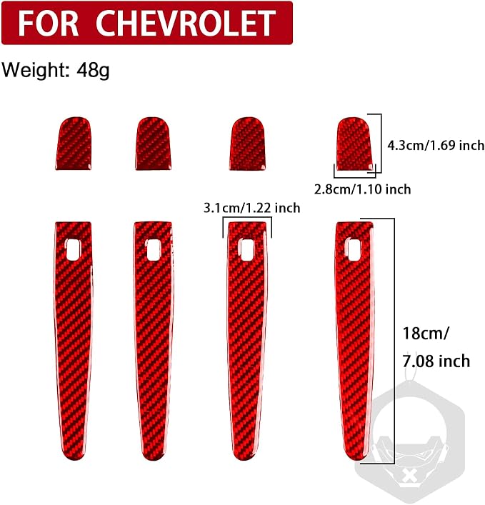 Car Exterior Door Handle Pull Panel Anti-Scratch Trim Stickers Compatible with Chevy Malibu 9th Gen 2016 2017 2018 2019 2020 2021 Real Carbon Fiber Accessories Decals