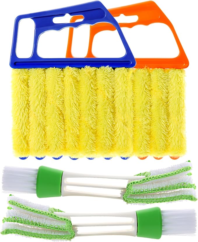 Blind Cleaner Duster Tool, 4Pcs Washable 7-Finger Venetian Window Duster | Microfiber Air Vent Dust Duster, Shutter Cleaning Brush, Blinds Air Conditioner Keyboard Fan Duster Dirt Housekeeping Tool