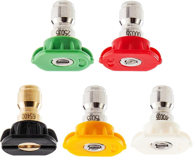 Tool Daily Pressure Washer Nozzle Tips Multiple Degrees, 1/4 Inch, 3.5 GPM | Power Washer Tips Set for Car Washing, 1/4" Quick Connect, 4000 PSI, 5 Pack