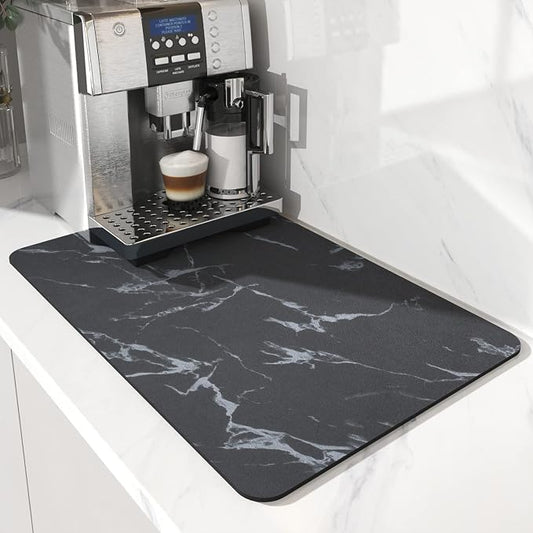 AMOAMI-Coffee Mat Hide Stain Rubber Backed Absorbent Dish Drying Mat for Kitchen Counter-Coffee Bar Accessories Fit Under Maker Machine Pot Espresso Machine Dish Rack