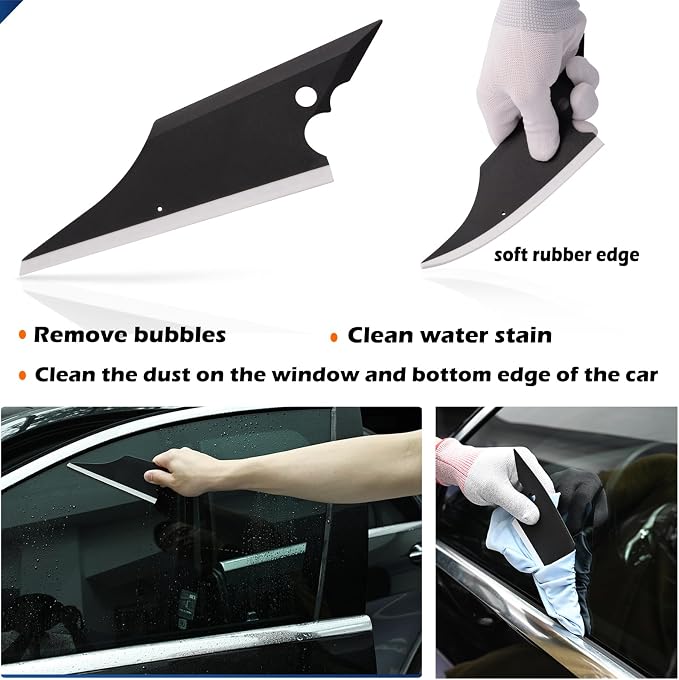 EHDIS Vinyl Wrap Tool Window Tint Kit 7 Pieces Vehicle Tinting Tools Car Glass Protective Film Wrapping Installation Set Included Vinyl Scraper, Window Rubber Squeegee,Cutting Knife with Blades