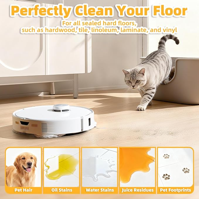 LOVECO 8 Pack Mop Pads Compatible with Roborock Qrevo Series Robot Vacuum | High Density Microfiber, Washable & Reusable, Super Absorbent, Strong Decontamination, Streak-Free, For Roborock Qrevo