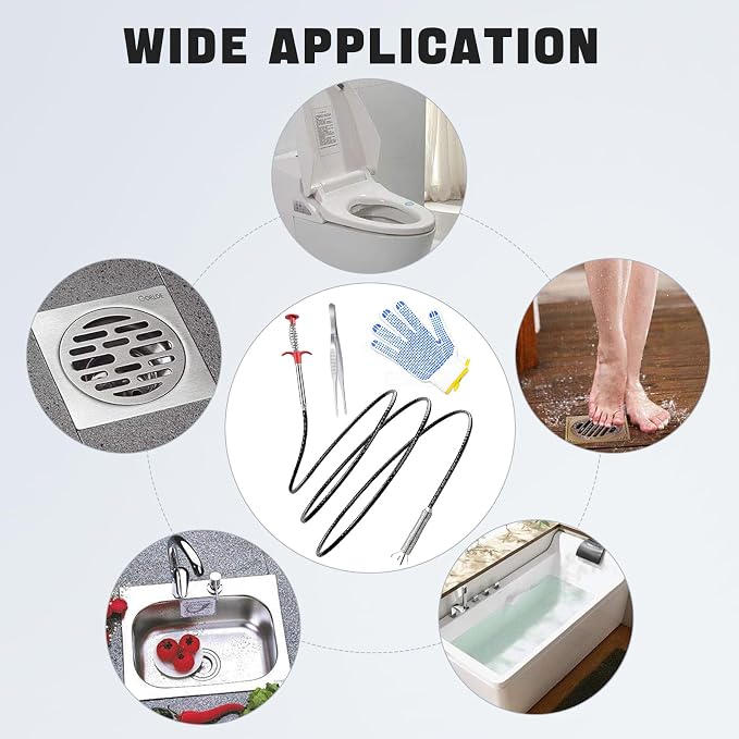 Flexible Grabber Claw, 4 Claws Drain Snake with Tweezers, Drain Clog Remover Bendable Hose Grabber Reacher Tool for Toilet Sewer Shower Kitchen Bathroom Tub Clogged (61 inch)