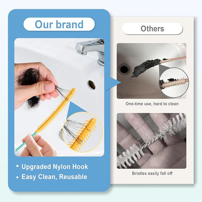 Sink Snake Drain Hair Removal Tool, Reusable 50 Inch Extended Drain Snake Tool Clog Remover, Anti-break Metal Shower Plumbing Snake Drain Cleaner for Bathtub, Bathroom Sink Pipe Cleaning