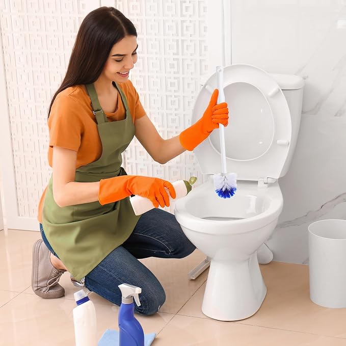 Willinglong 18 Pcs 18.5 Inch Toilet Bowl Cleaner Brush Bathroom Long Plastic Handled Cleaning Scrubber with Hook Hole Without Holder for Household Cleaning (Blue,White)