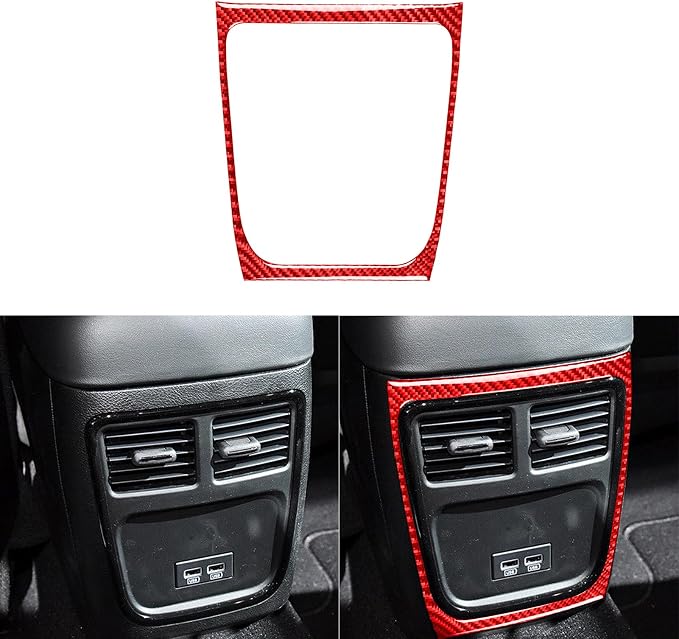 Rear Vent USB Port Fit for Dodge Charger/Chrysler 300 2011-2023 | Real Carbon Fiber | Accessories | Rear Vent USB Port Surround Trim Decals | Anti-scratch | Self-adhesive | Red