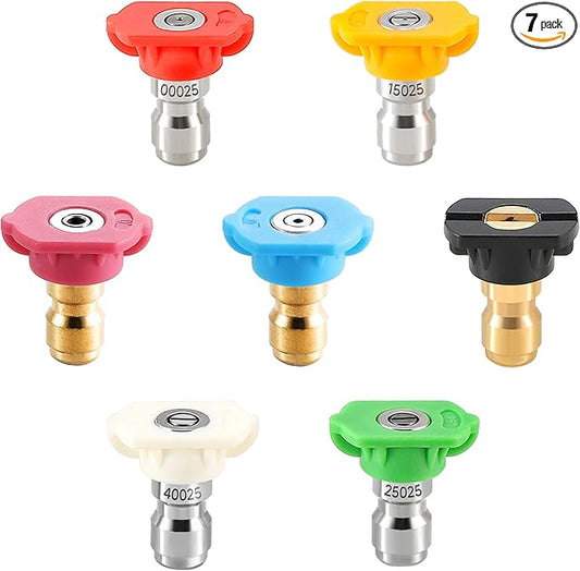 Tool Daily Pressure Washer Nozzle Tips, Multiple Degrees, 2.5 GPM, 7 Pack | 1/4 Inch Quick Connect Power Washer Nozzle Tips Set for Car Washing, 4000 PSI