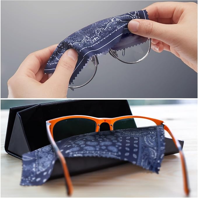 Copkim 24 Pcs Polyester Cleaning Cloth Paisley Elegant Flowers Design Glasses Cleaning Cloth Multicolor Microfiber Lens Wipes Reusable Eyeglasses Wipes for Camera Lens Cell Phone Screens, 6 x 6 Inch