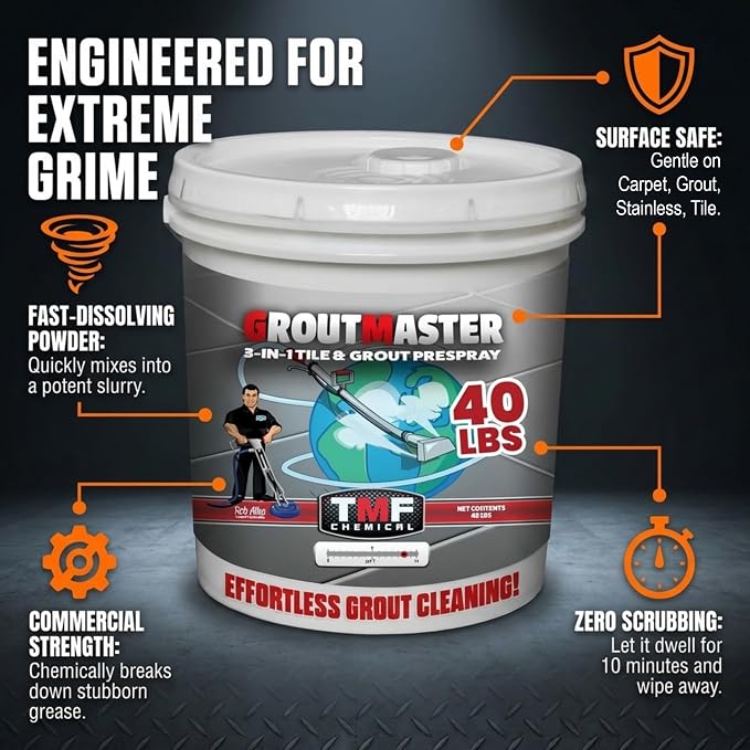 TRUCK MOUNT FORUMS GroutMaster Tile and Grout Cleaner Solution, 40 lbs | Fast-Dissolving Heavy Duty Grout Cleaner Solution, Removes Stains, Grease, and Tough Dirt for Residential & Commercial Use