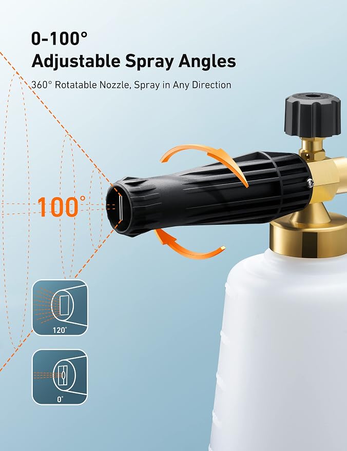 AstroAI Foam Cannon for Pressure Washer with 1/4" Quick Connect, 1.5 Liter | Thick Foam, Car Wash, Heavy Duty Foam Sprayer Attachments, Wide Neck, Adjustable, Quick Connect, for Various Cleaning Tasks
