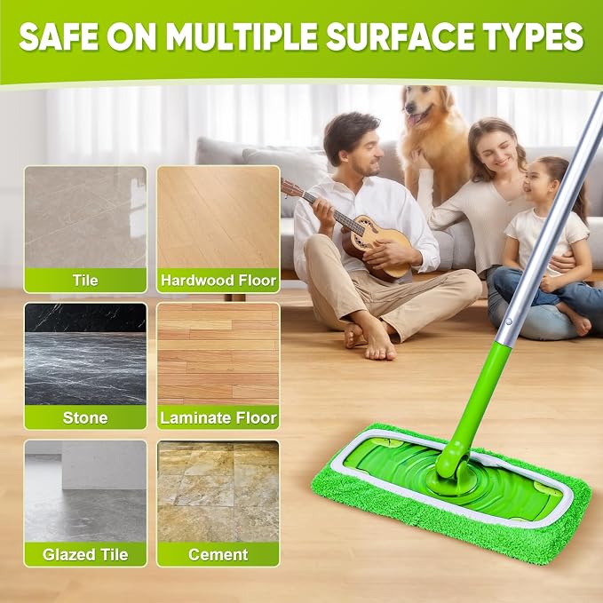 12-Pack Reusable Mop Pads Compatible with Sweeper Mop - 100% Coral Fleece Washable Refills - Microfiber Dry & Wet Sweeping Cloths for Multi-Surface/Hardwood Floor Cleaning