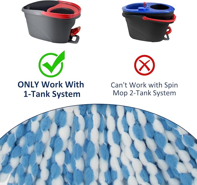 4 Pack Mop Head Replacement Compatiable with Oceda EasyWring,Mopping Refill Replace Head for EasyWring Spin Mop 1 Tank systerm - Microfiber, Easy to Replace,Deep Floor Cleaning and Machine Washable