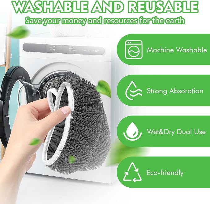 6 Pack Reusable Wet Refills Compatible with Swiffer Sweeper Mop | Washable Microfiber Chenille Mop Pads, Dry Sweeping Cloths & Wet Mopping Cloths for Household Cleaning (Mop is not Included)