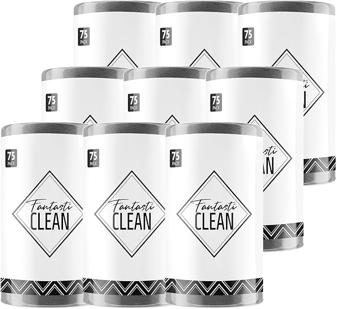 Fantasticlean Microfiber Cleaning Cloth Roll-675 Sheets(9 Rolls of Dimgrey) | 12'' by 12'', Super Absorbent, Lint-free, Tear-away Microfiber Towel Roll, for All-Purpose Cleaning