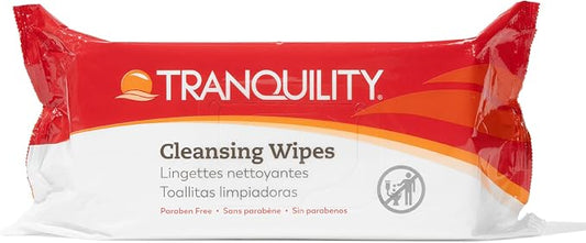 Tranquility Cleansing Wipes, Adult Size Disposable Wet Washcloths, Enriched with Aloe Vera, Chamomile, & Vitamin E, Hypoallergenic, Alcohol-Free, Mild Scented, 9"x13", 56ct Bag (Case of 4)