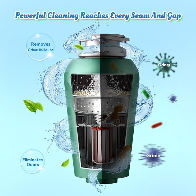 Garbage Disposal Cleaner Deodorizer Tablets-48 Pack Deep Cleaning Disposer Descaler Freshener-Heavy Duty Grease Grime Limescale Odor Smell Remover-for Kitchen All Disposals Mint Foaming 2 Year Supply