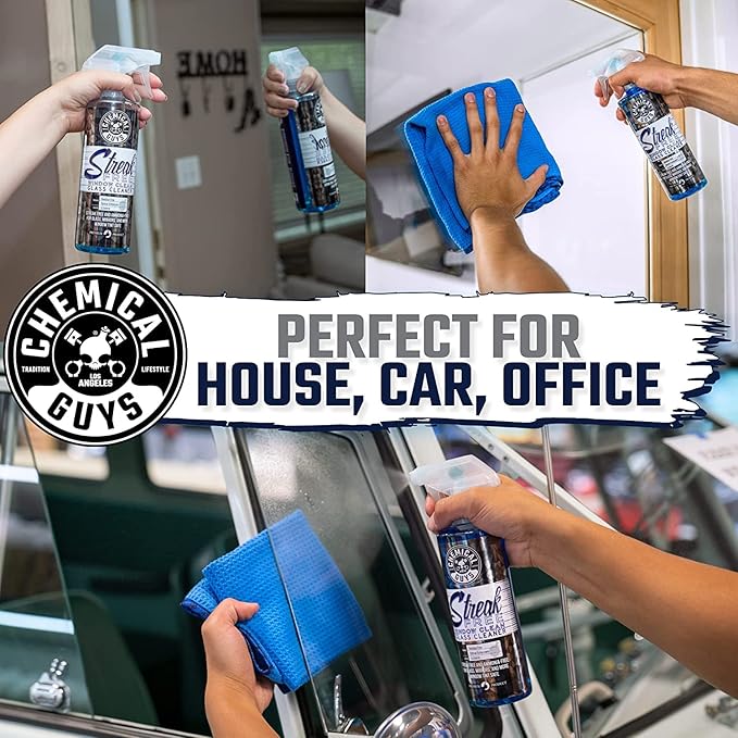 Chemical Guys, Streak-Free Glass & Window Cleaner, Safe on Tint, 32 fl oz | Ammonia-free and safe on tint, clears fingerprints, smoke film and road grime from glass, mirrors and screens