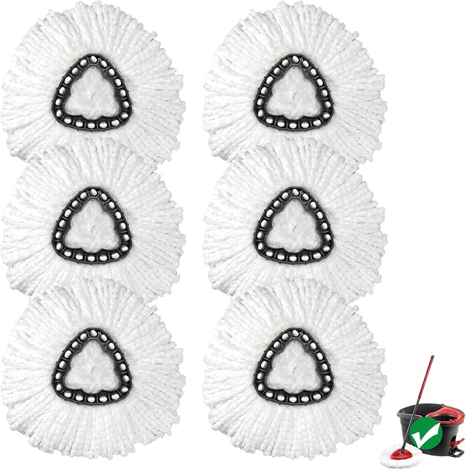 6 Pack Mop Replace Head | Spin Mop Replacement Head Easywring 1-Tank System, Easy Cleaning, Microfiber, Machine Washable
