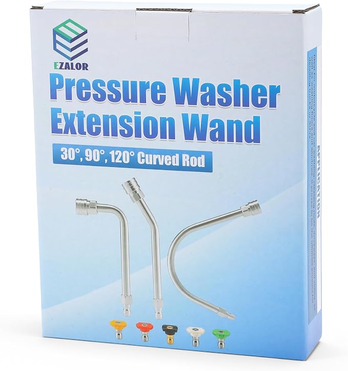 Pressure Washer Extension Wand-30°, 90°, 120° Gutter Cleaner Wand | 5 Nozzle Tips, 1/4" Quick Connect, High Power Washer Lance for Roof, Deck, Car, Gutters, 4000 PSI