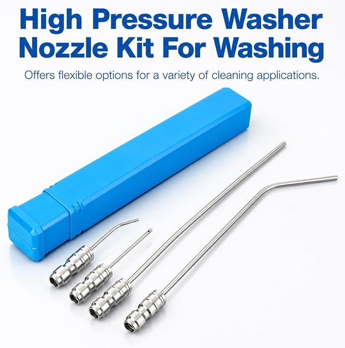 High Pressure Washer Nozzle Kit For Washing, Stainless Steel Flush Wand Extension Spray Tips, Quick-Connect For Ac Coil, Washing Machine, Water Heater And Appliance Cleaning