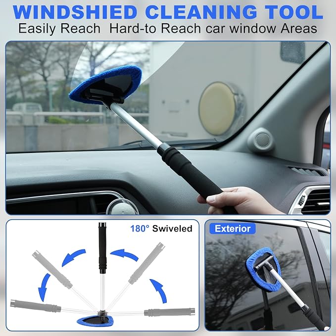 Windshield Cleaner Tool, 14Pcs Car Interior Cleaning Kit, Car Detailing Kit Interior Cleaner, Car Detailing Brushes, Car Cleaning Gel, Inside Cleaning Supplies Accessories for Women Men
