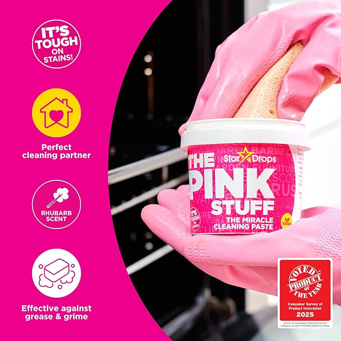 Stardrops The Pink Stuff Cleaning Paste 500g, Multi Purpose Cleaner for Kitchen, Bathroom, Tiles, Glass, Shower, Oven, Sink, Stainless Steel, Removes Grease, Grime & Stains
